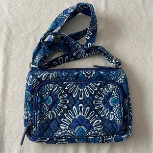 Vera Bradley Little Hipster Crossbody Blue Tapestry Retired Pattern Cotton
